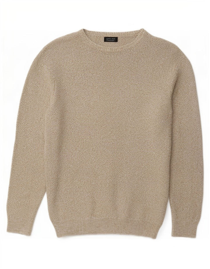 Zara Herre Boat Neck Jumper Sweater XL Grå Flecked