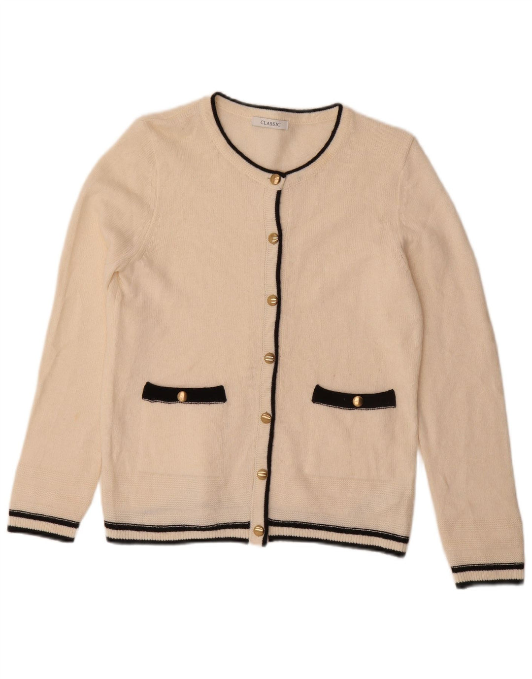 Marks & Spencer Dame Cardigan Sweater UK 10 Small Off White Colourblock