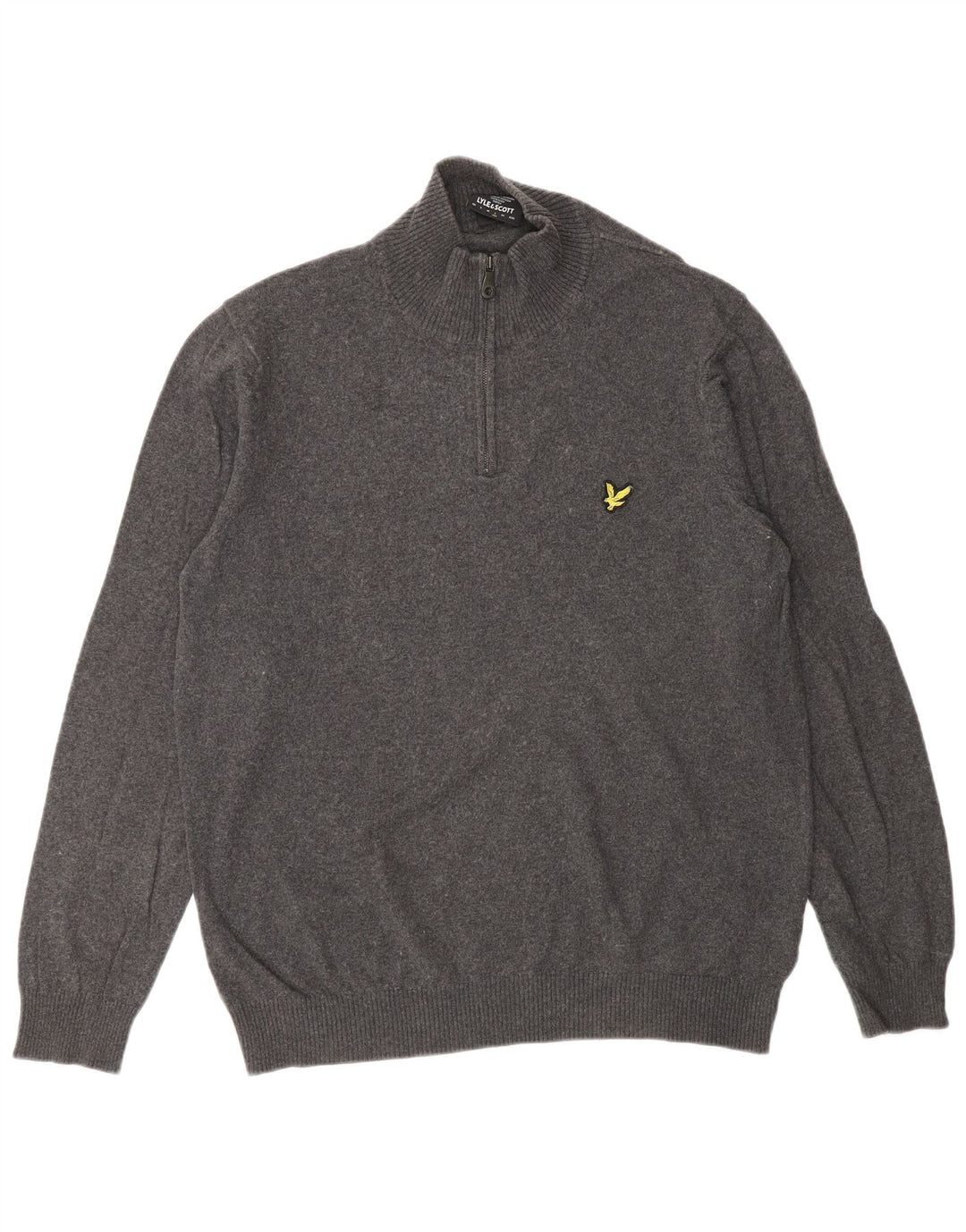 Lyle & Scott Herre sweater med lynlåshals, stor grå bomuld