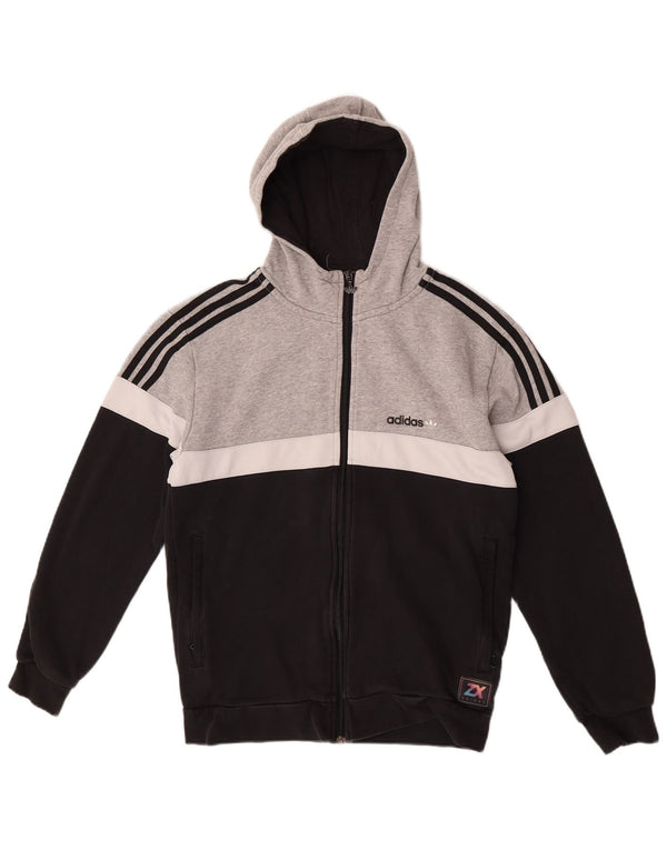 Adidas Mens Zip Hoodie Sweater Small Black Colourblock Cotton