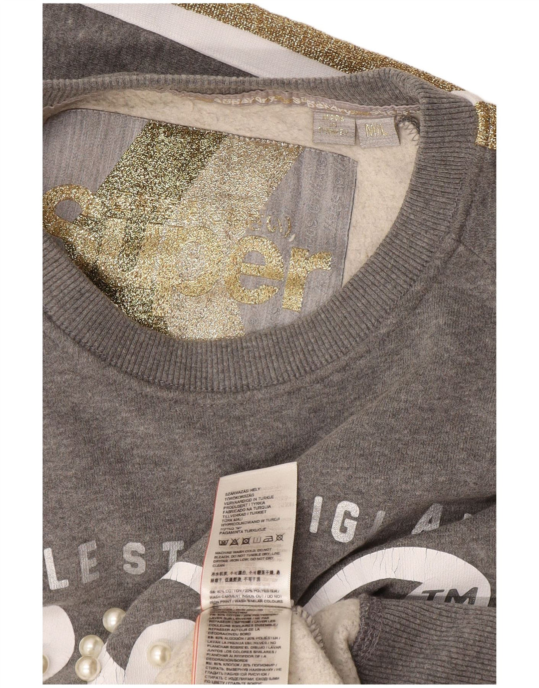 Superdry Womens Oversized Sweatshirt Jumper UK 14 Medium Grey Colourblock