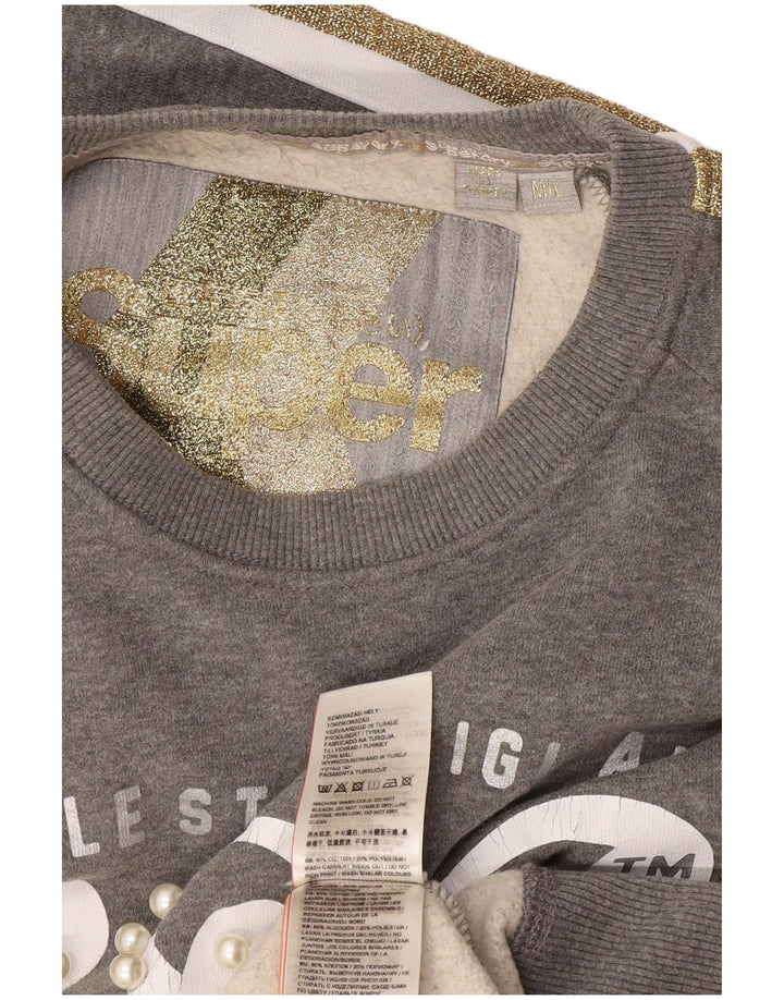 Superdry Womens Oversized Sweatshirt Jumper UK 14 Medium Grey Colourblock