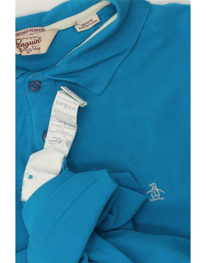 Penguin Heritage Slim Fit Polo Shirt Medium Blue Bomuld