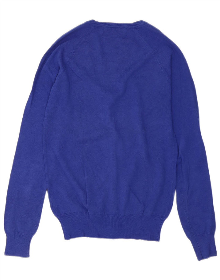 Zara Dame Cardigan Sweater UK 12 Medium Blue Bomuld