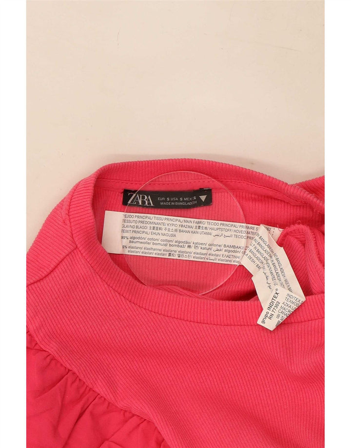 Zara Dame Batwing Bodysuit UK 8 Small Pink Bomuld