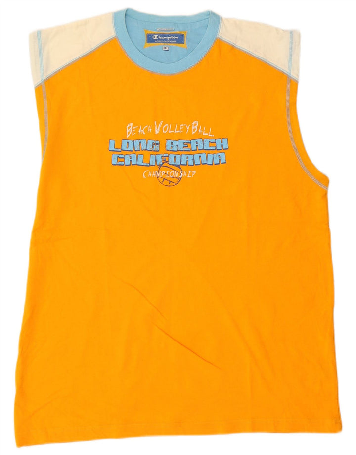 Champion Herre Grafisk Vest Top 2XL Orange Colourblock Bomuld