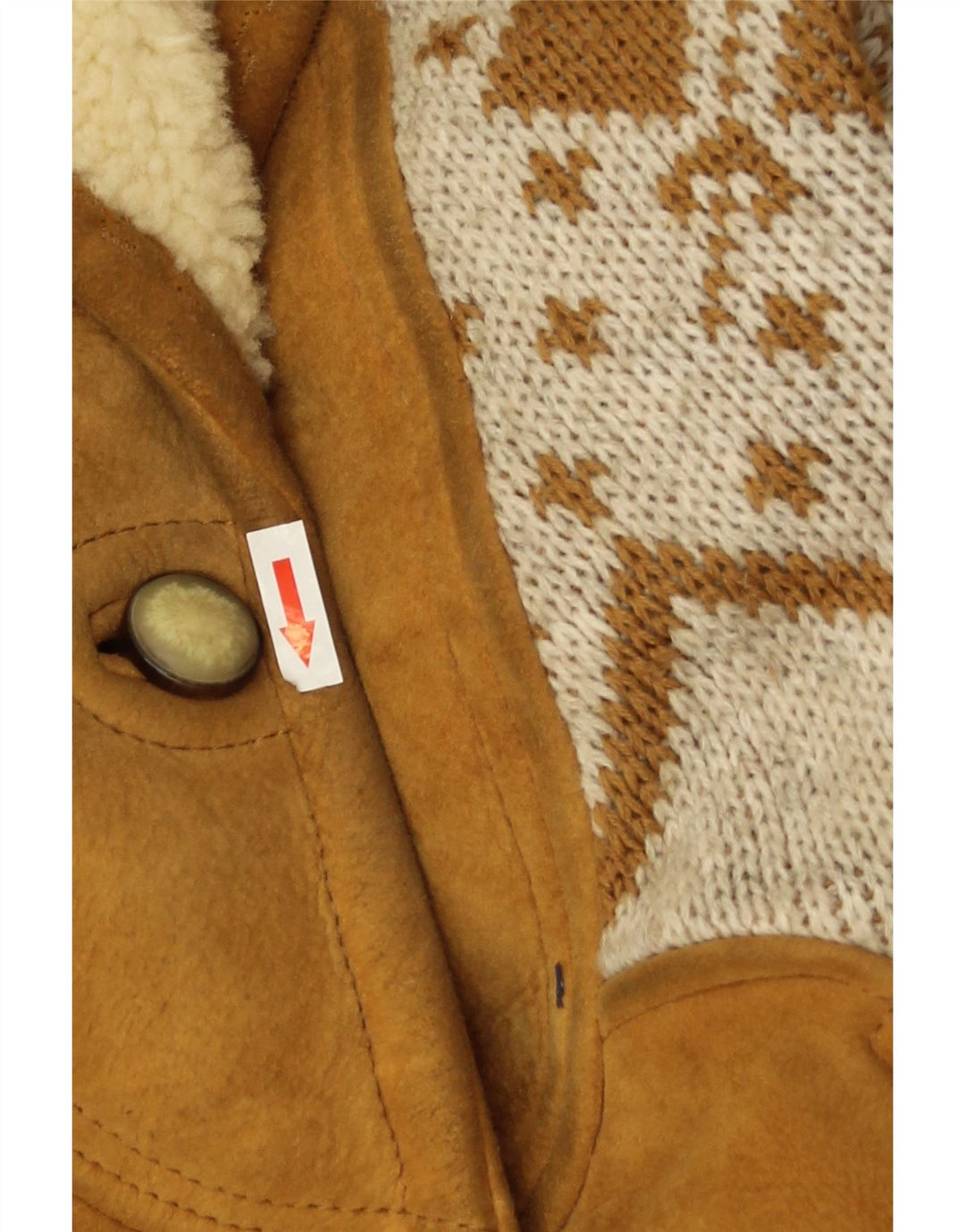 Vintage oversize jakke til kvinder EU 46 XL Beige Argyle/Diamond