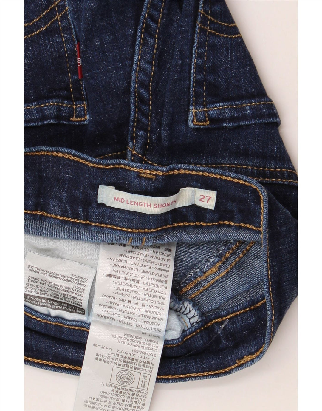LEVI'S denimshorts til kvinder i mellemhøj højde W27 Små marineblå bomuld