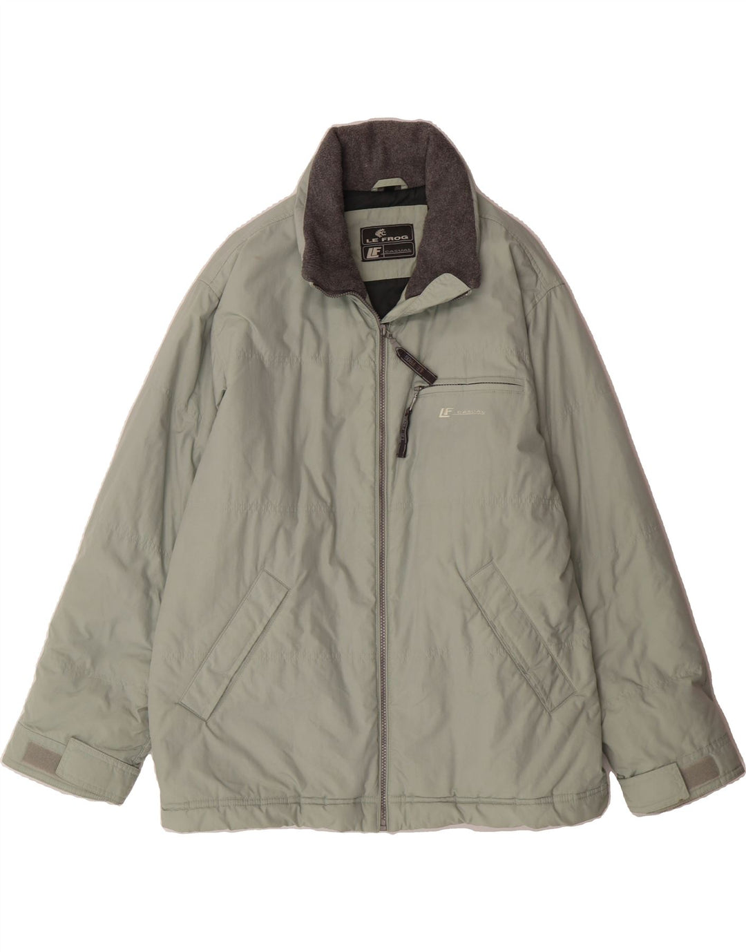 LE FROG Mens Padded Jacket UK 38 Medium Green Polyamide Vintage Le Frog and Second-Hand Le Frog from Messina Hembry 