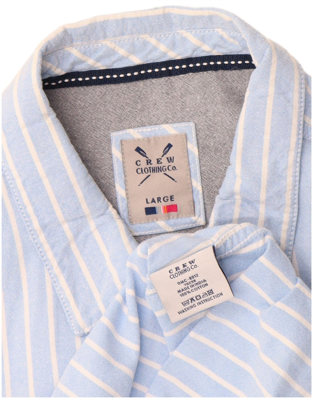 CREW CLOTHING Mens Shirt Large Blue Striped Cotton
