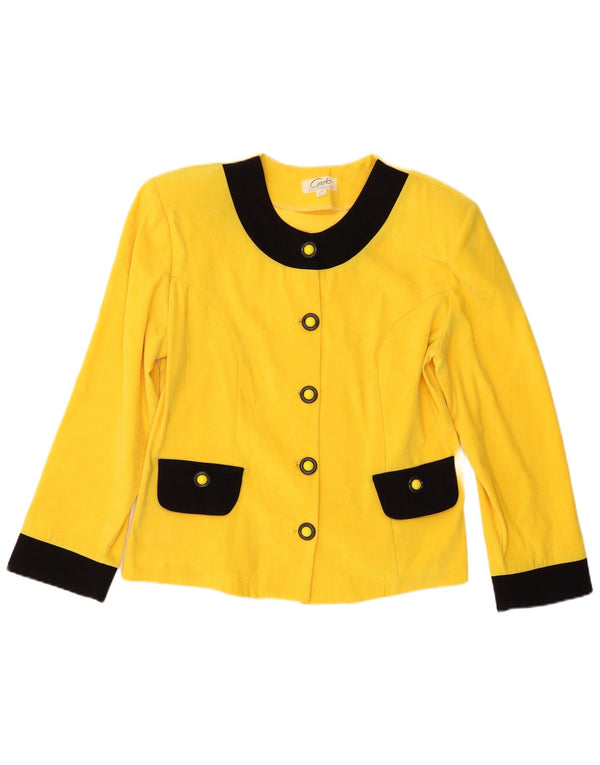 Carlo Comberti Womens 5 Button Blazer Jacket UK 14 Large Yellow Colourblock