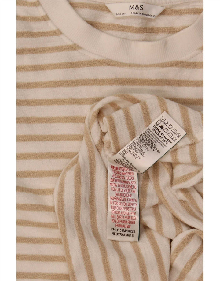 Marks & Spencer Girls Oversized top Langærmet 13-14 år Beige stribet