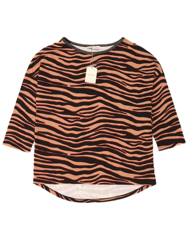 Oasis Womens Oversized Top 3/4 ærme UK 10 Small Brown Animal Print
