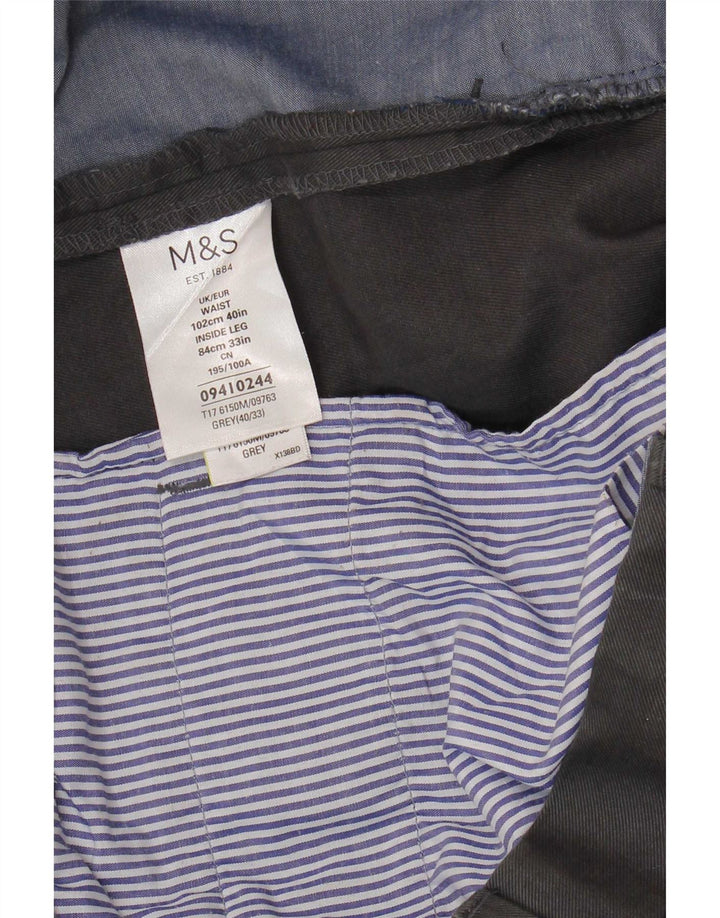 Marks & Spencer Straight Chino-bukser til mænd W40 L33 Grå bomuld