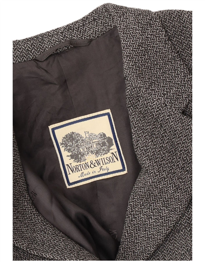 Norton & Wilson Dame 3 Button Blazer Jacket UK 12 Medium Grey Herringbone