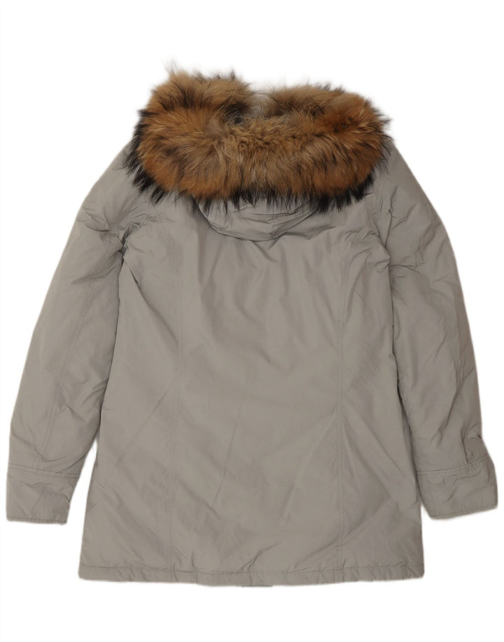 Woolrich Dame Hooded Parka Jacket UK 16 Large Grå Polyester Winter