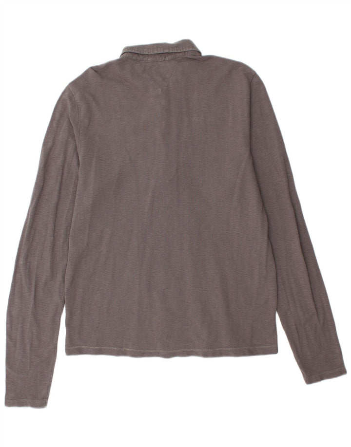 TOMMY HILFIGER Grafisk langærmet poloshirt til mænd XL Grå