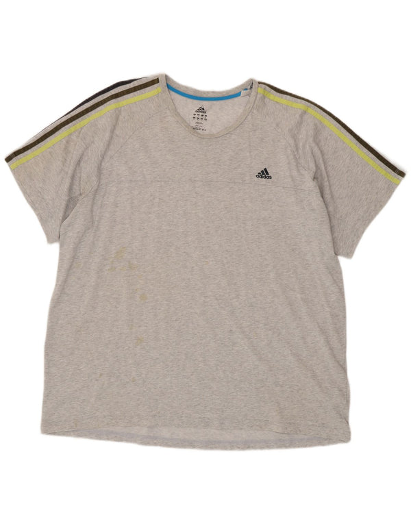 Adidas Herre T-Shirt Top 2XL Grå Flecked Bomuld