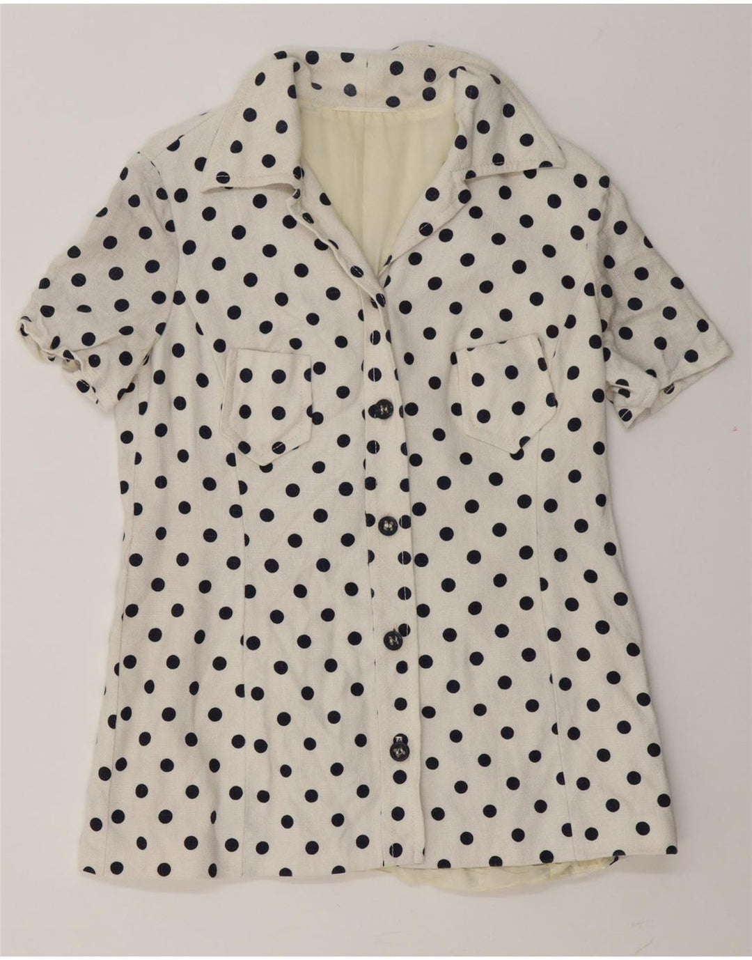 Vintage dame 5-knaps blazerjakke IT 44 Medium White Polka Dot
