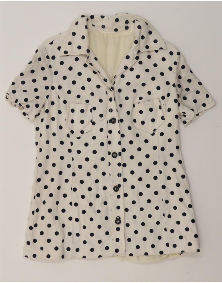 Vintage dame 5-knaps blazerjakke IT 44 Medium White Polka Dot