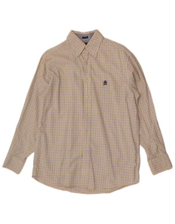 Tommy Hilfiger Herre Regular Fit Skjorte Størrelse 15 1/2 Medium Yellow Check