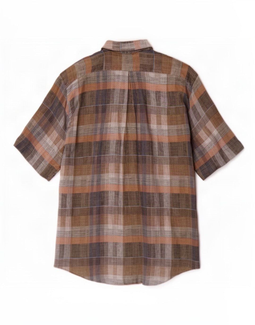 Vintage kortærmet herreskjorte Stor brun plaid