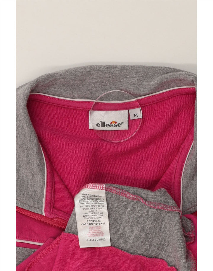 ELLESSE Womens Tracksuit Top Jacket UK 14 Medium Pink Colourblock Cotton Vintage Ellesse and Second-Hand Ellesse from Messina Hembry 