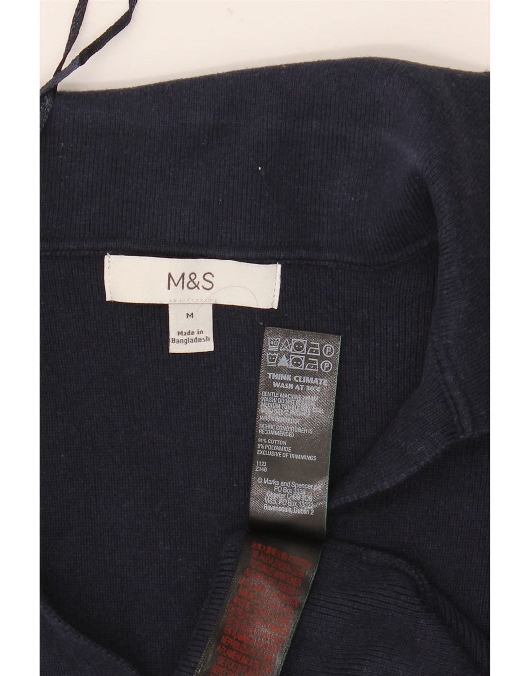 Marks & Spencer Dame Polo Shirt UK 12 Medium Navy Blue Bomuld