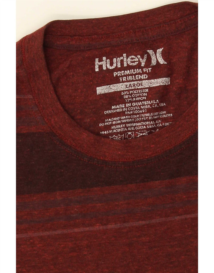 Hurley Herre Premium Fit T-shirt Top Stor rødbrun stribet polyester