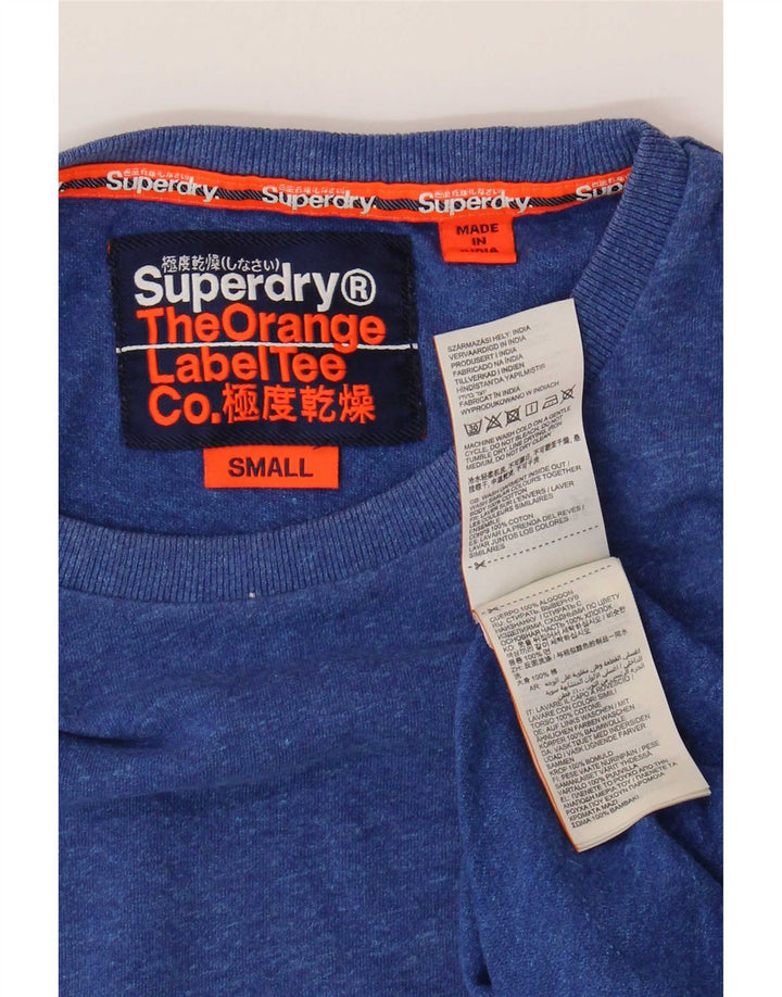 Superdry T-shirt top til mænd, lille blå flækket bomuld