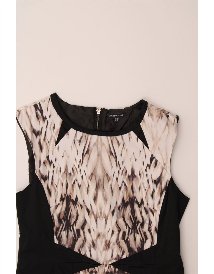 WAREHOUSE Womens Sleeveless Bodycon Dress UK 14 Medium Black Geometric Vintage Warehouse and Second-Hand Warehouse from Messina Hembry 
