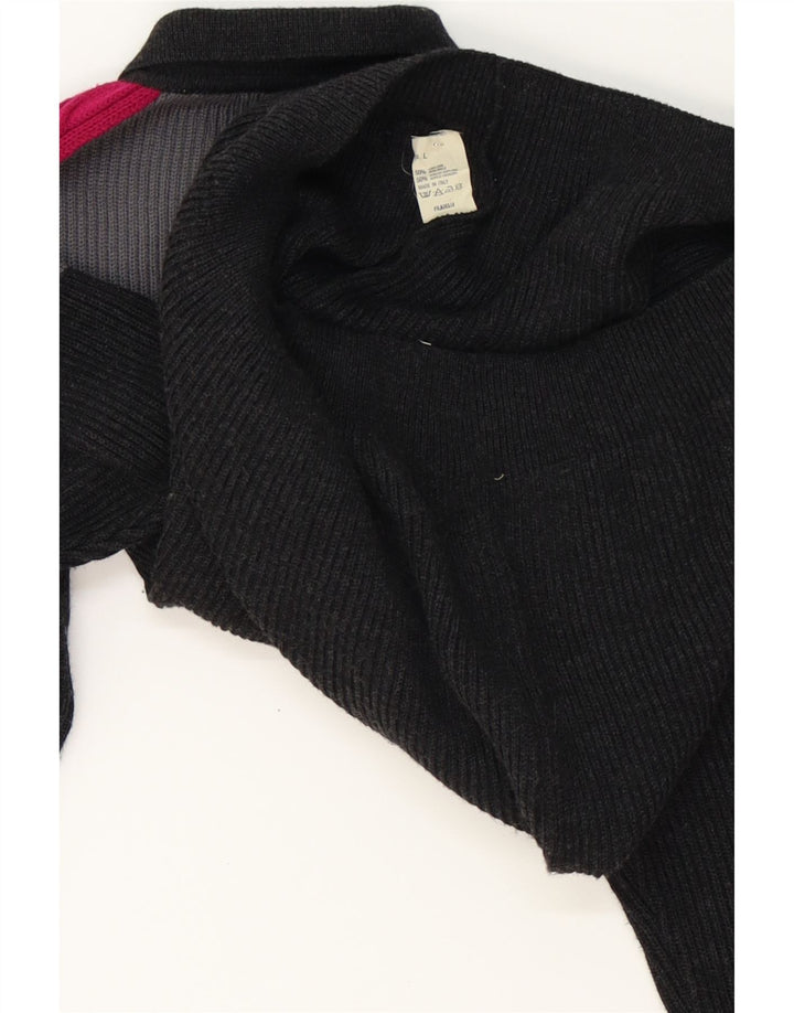 SLOOP Mens Polo Neck Jumper Sweater Large Grey Colourblock Wool Vintage Sloop and Second-Hand Sloop from Messina Hembry 