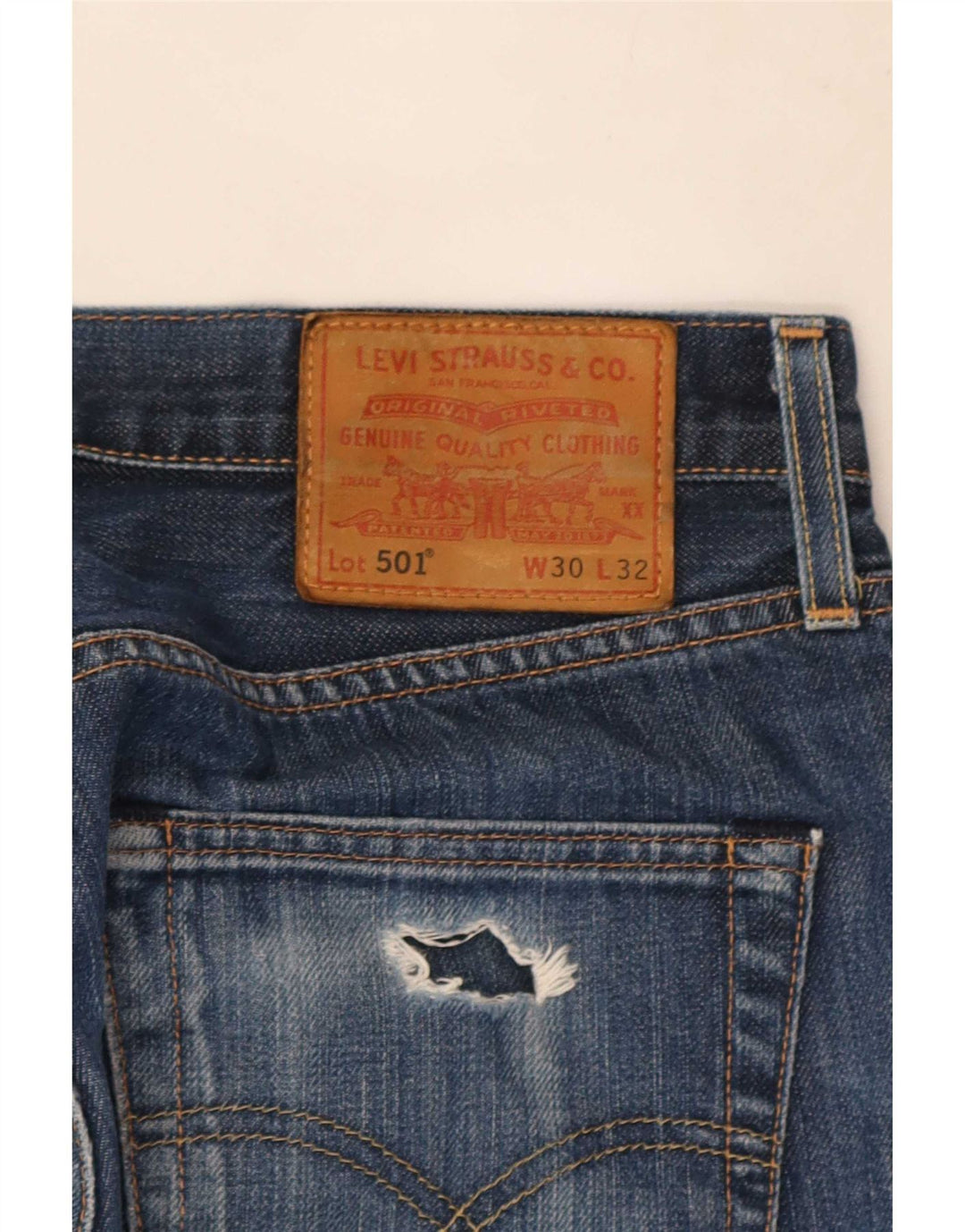 Levi's Herre 501 Straight Jeans W30 L32 Blå Bomuld