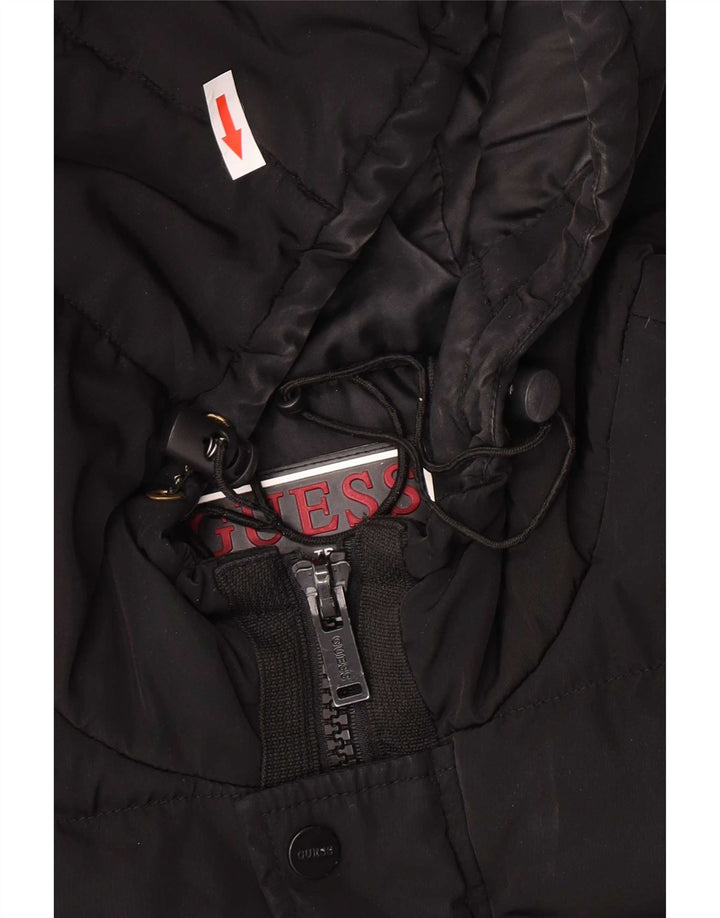 Guess Herre hættepolstret jakke UK 40 Stor sort polyester