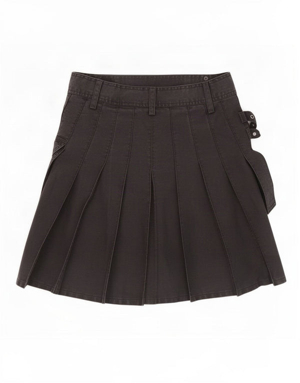 Vintage Womens Denim Kilted Cargo Skirt EU 40 Medium W36 Black