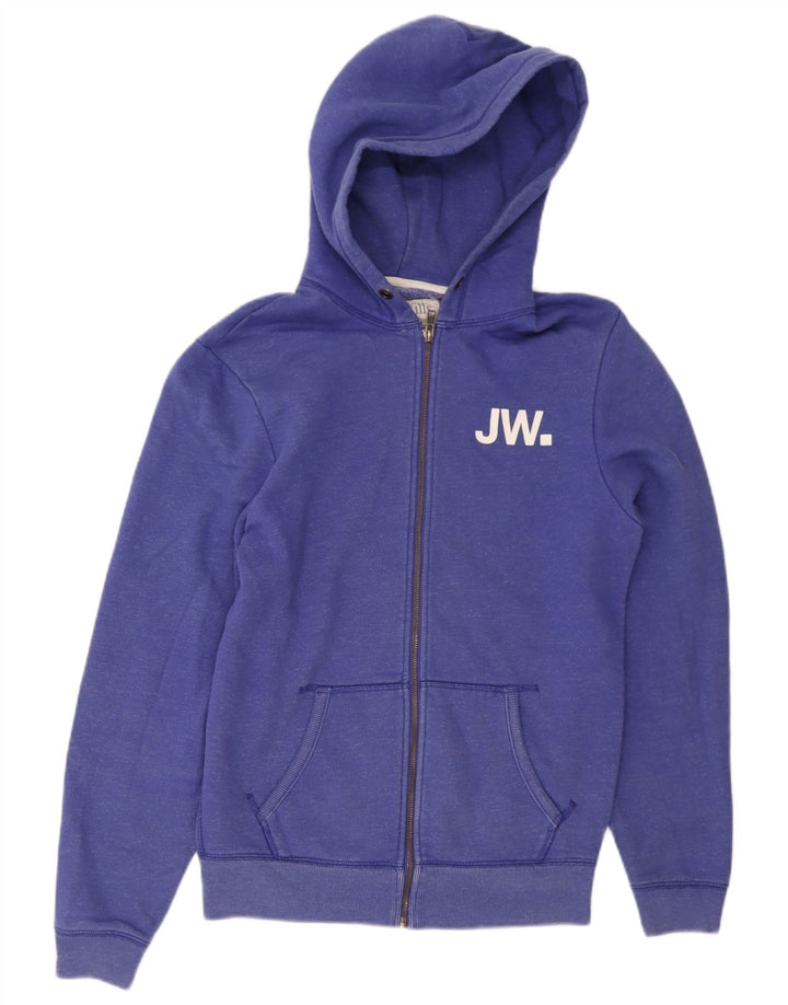 Jack Wills Herre grafisk hættetrøje med lynlås mellemblå bomuld