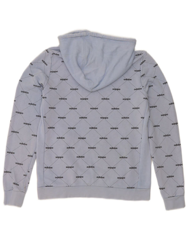 Adidas Graphic Hoodie Jumper UK 10 Small Blue Bomuld