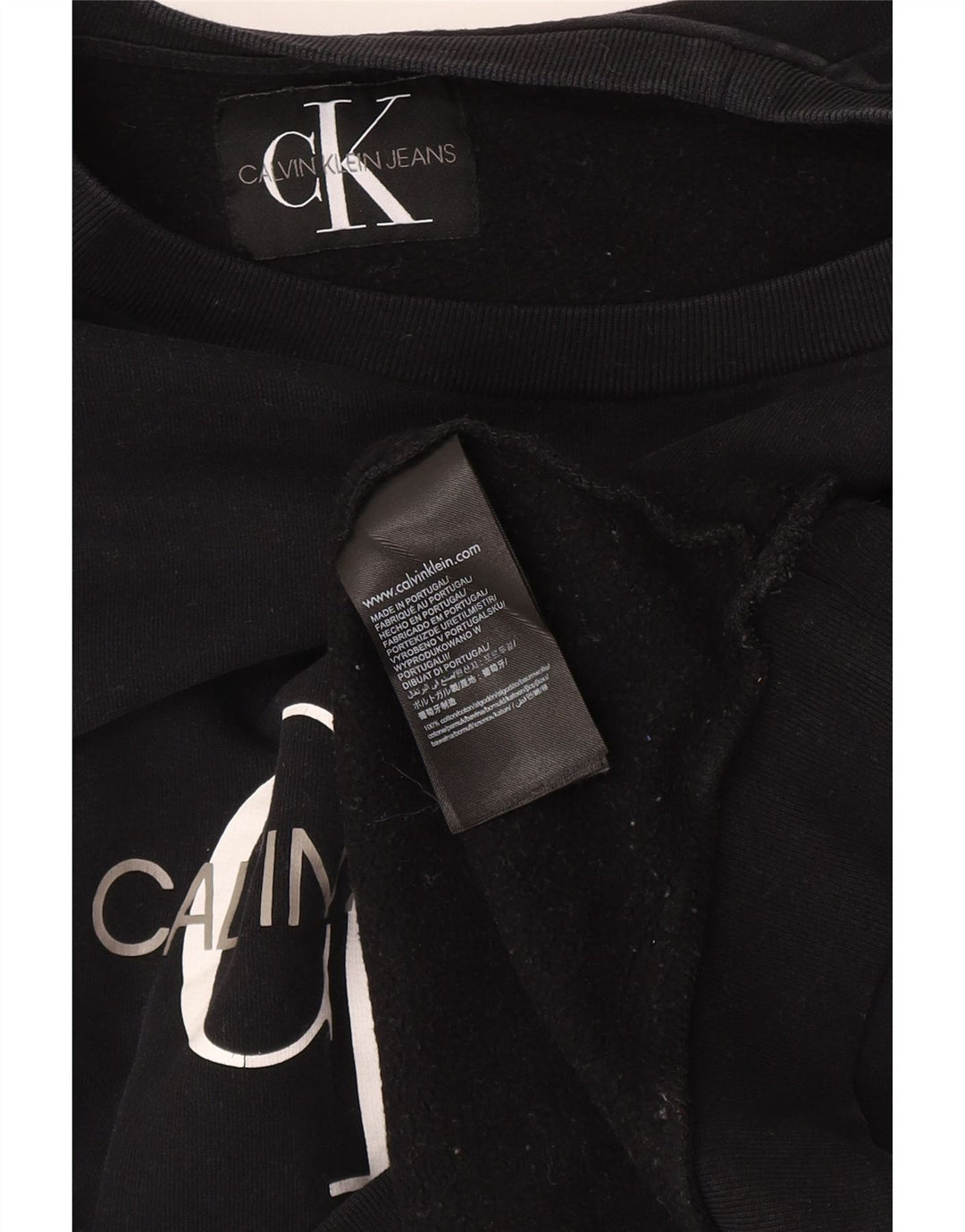 Calvin Klein Jeans Dame Grafisk Sweatshirt Jumper UK 12 Medium Sort