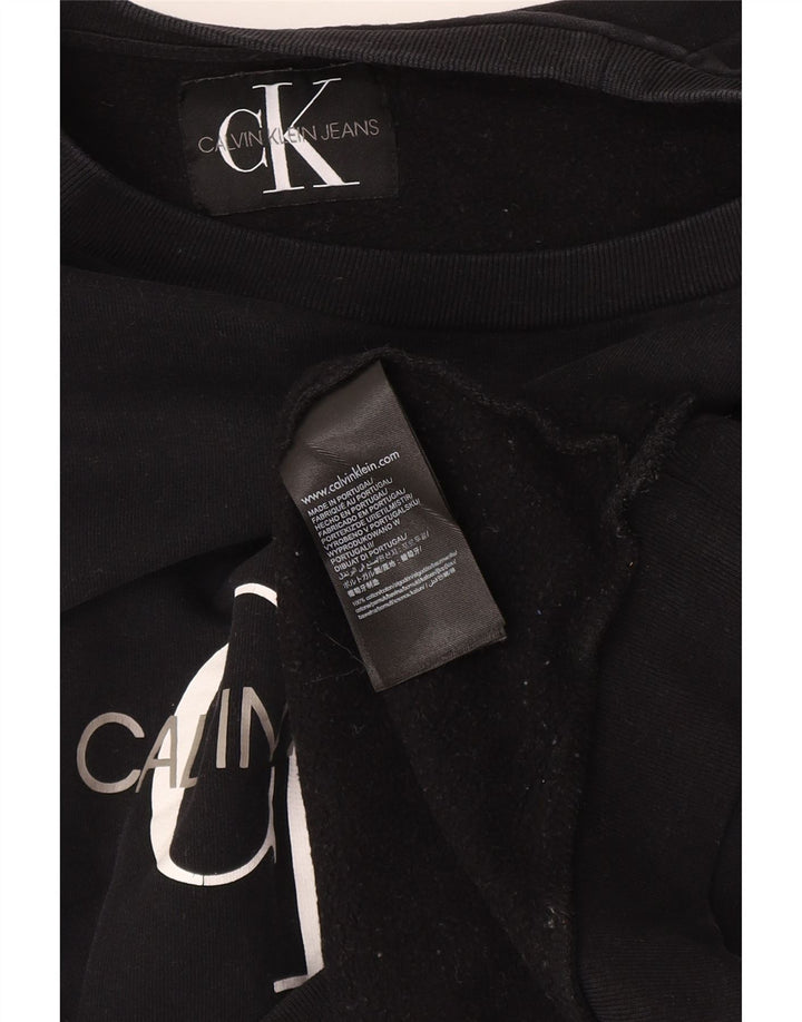 Calvin Klein Jeans Dame Grafisk Sweatshirt Jumper UK 12 Medium Sort