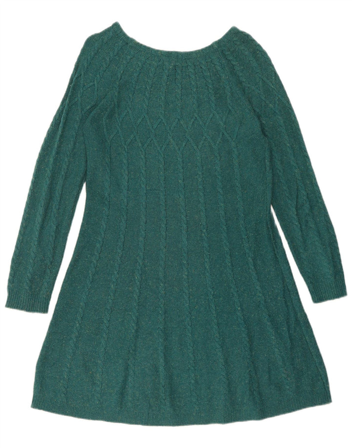White Stuff Dame Jumper Dress UK 14 Medium Green Cotton