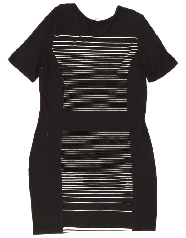 Marks & Spencer Kvinders Skede Kjole UK 14 Medium Sort Stribet