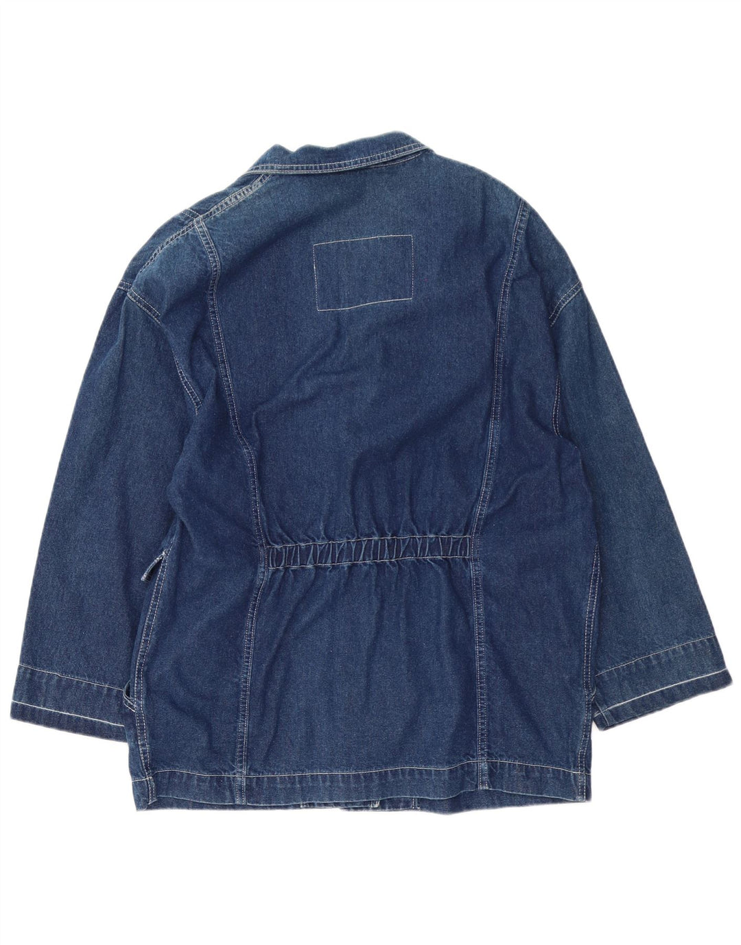 Vintage Dame 3 Button Denim Blazer Jacket UK 16 Large Navy Blue Bomuld