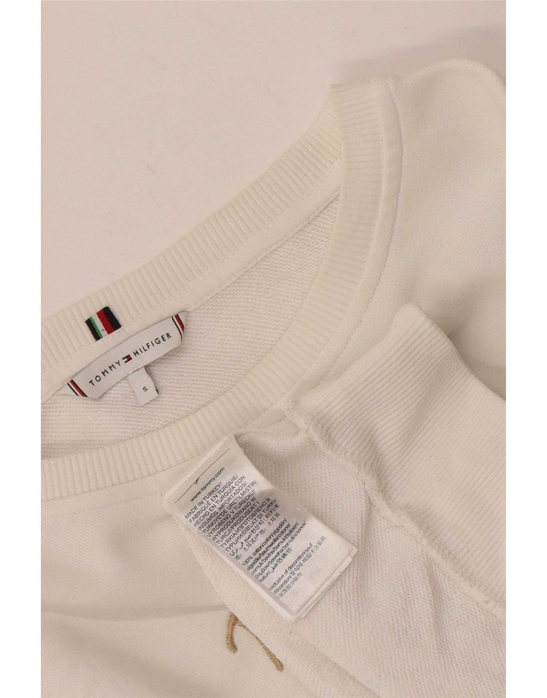 Tommy Hilfiger Dame Grafisk Oversized Sweatshirt Jumper UK 10 Small White