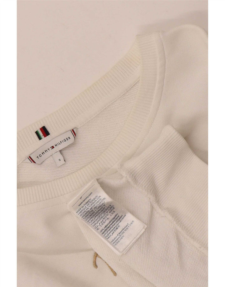 Tommy Hilfiger Dame Grafisk Oversized Sweatshirt Jumper UK 10 Small White