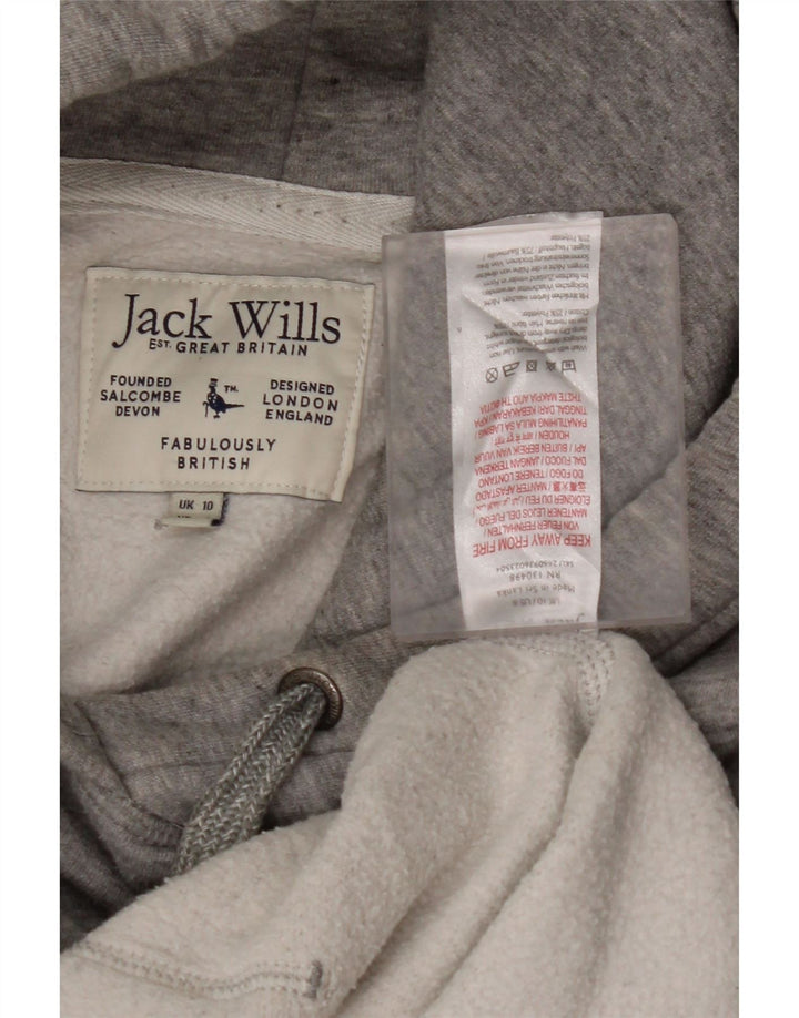 JACK WILLS Dame oversized hættetrøje trøje UK 10 Lille grå bomuld