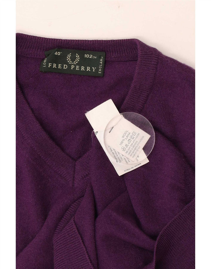 Fred Perry Herre V-hals sweater Medium Lilla Uld