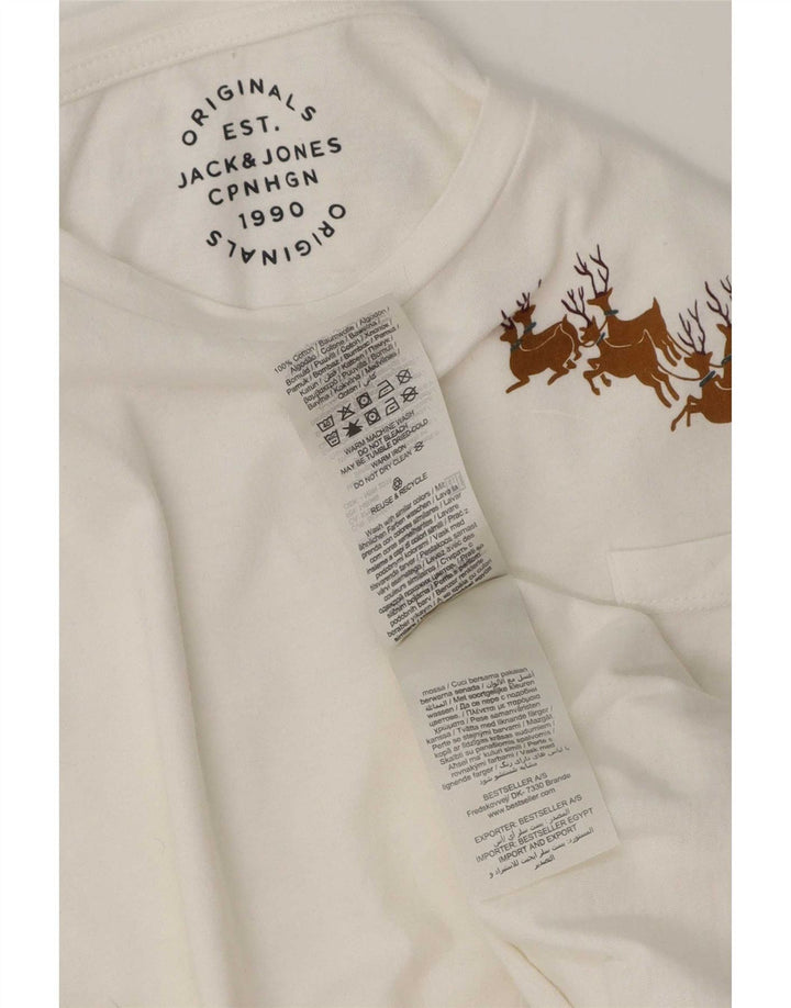 Jack & Jones Herre grafisk T-shirt Top Medium Hvid Bomuld