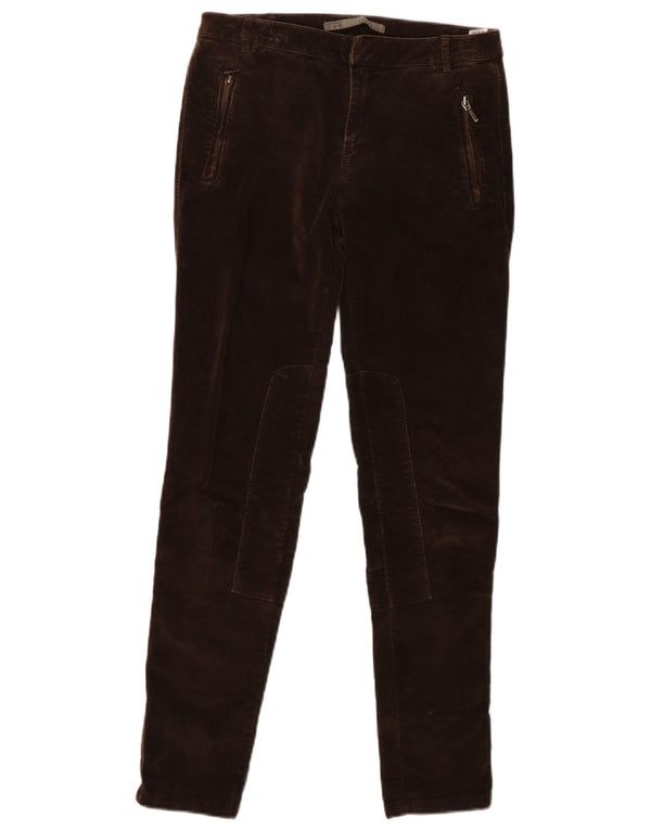 Zara Womens Slim Velvet Casual Trousers EU 36 XS W26 L28 Brown Cotton