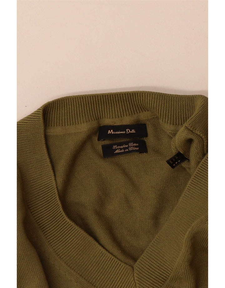 Massimo Dutti Herre V-hals sweater Stor Khaki Bomuld