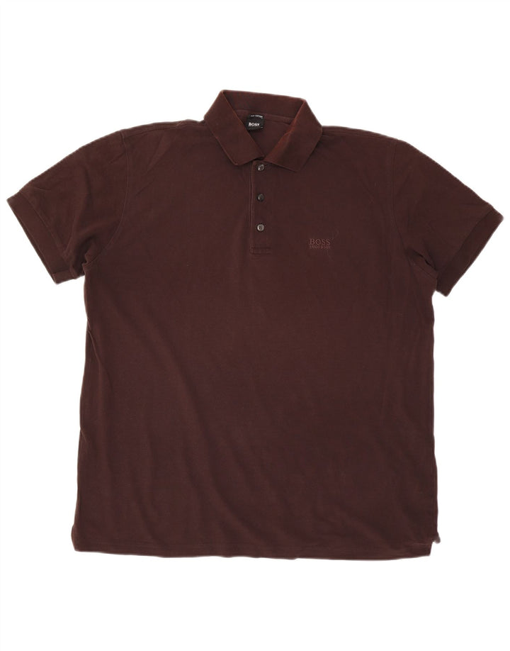 Hugo Boss herre poloskjorte stor brun bomuld